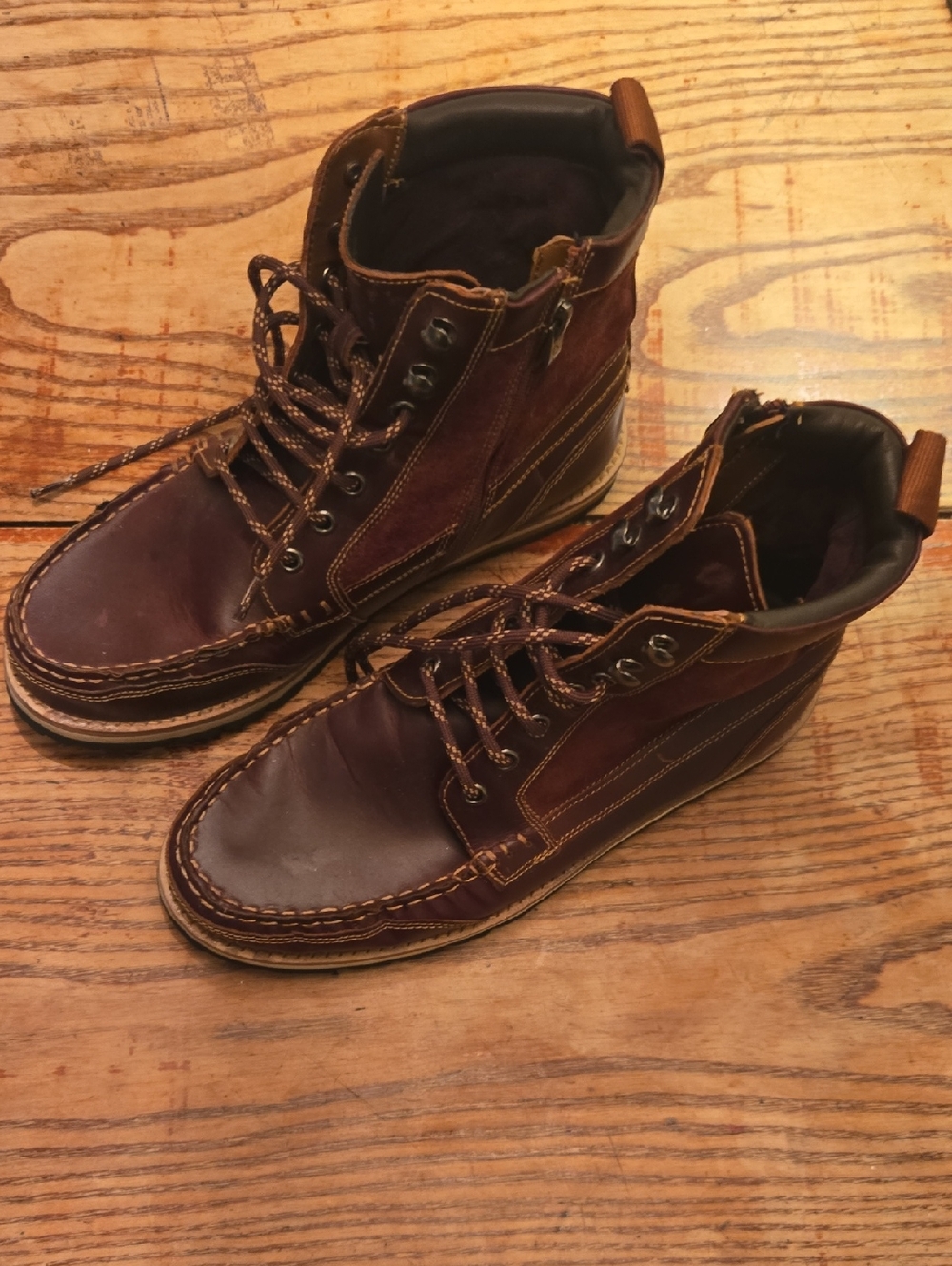 Clarks Durston Hi Brown Leather Lace-Up Ankle Boots Men's Size 8 With Zipper